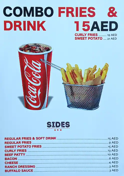 GT Burger Menu in Dubai Media City, Dubai 