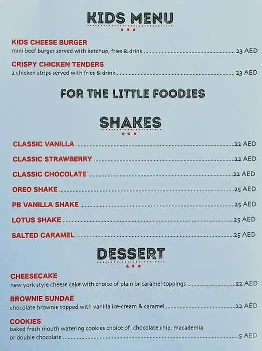 GT Burger Menu in Dubai Media City, Dubai 