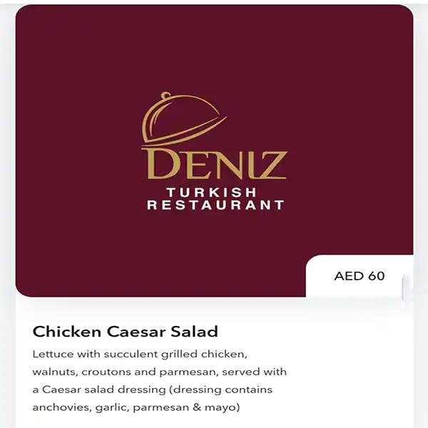 Deniz Turkish Restaurant Menu in Dubai Marina, Dubai 