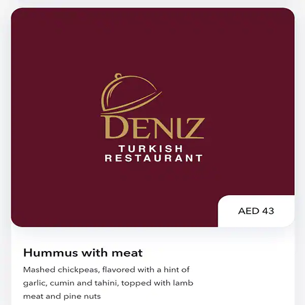 Deniz Turkish Restaurant Menu in Dubai Marina, Dubai 