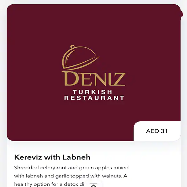 Deniz Turkish Restaurant Menu in Dubai Marina, Dubai 