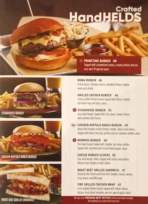 Tony Roma's Menu in  Marina Walk, Dubai Marina, Dubai 