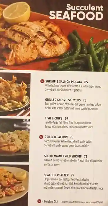 Tony Roma's Menu in  Marina Walk, Dubai Marina, Dubai 