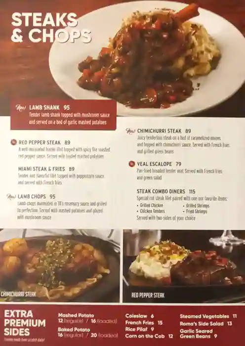 Tony Roma's Menu in  Marina Walk, Dubai Marina, Dubai 