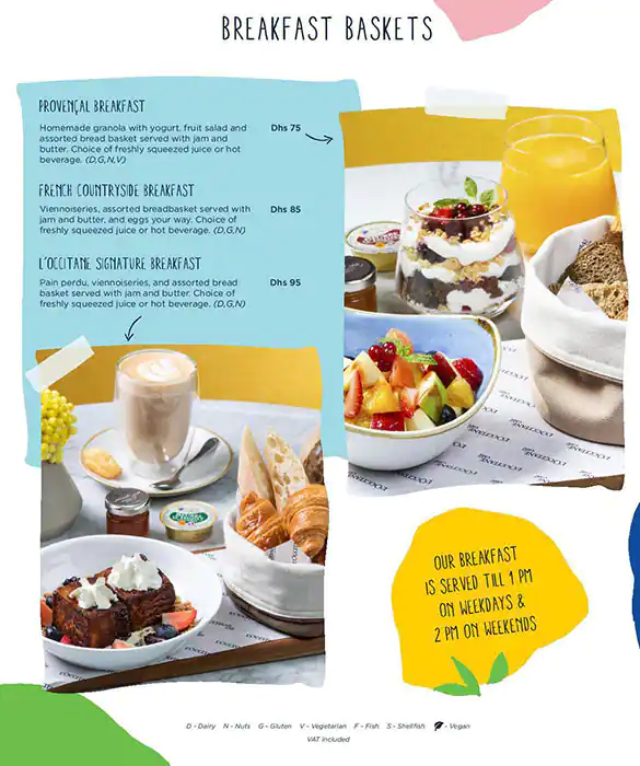 L'Occitane Café Menu in CITY WALK, Al Safa, Dubai 