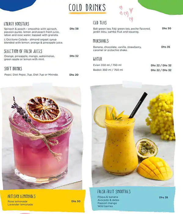 L'Occitane Café Menu in CITY WALK, Al Safa, Dubai 