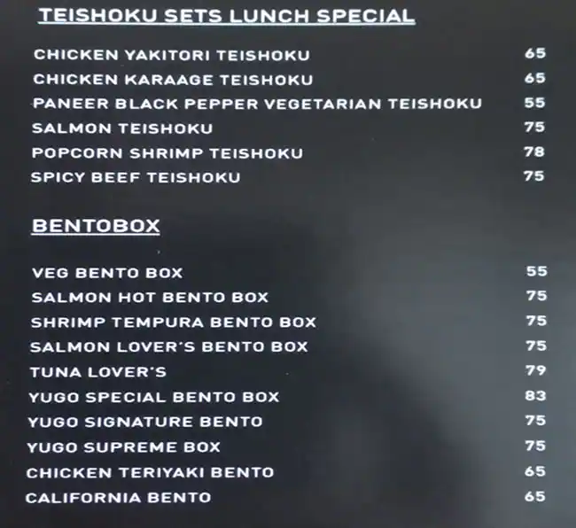 Yūgō Sushi - يوغو سوشي Menu in Almas Tower, Jumeirah Lake Towers (JLT), Dubai 