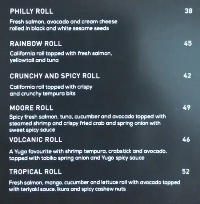 Yūgō Sushi - يوغو سوشي Menu in Almas Tower, Jumeirah Lake Towers (JLT), Dubai 