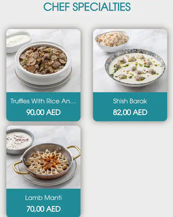 Sahelnom Restaurant Menu in Bluewaters Island, Dubai 