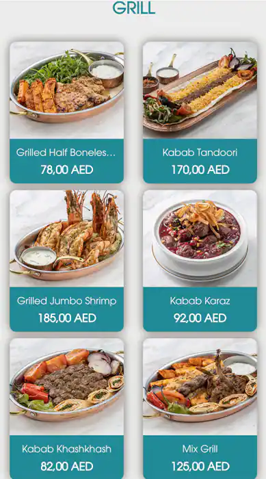 Sahelnom Restaurant Menu in Bluewaters Island, Dubai 