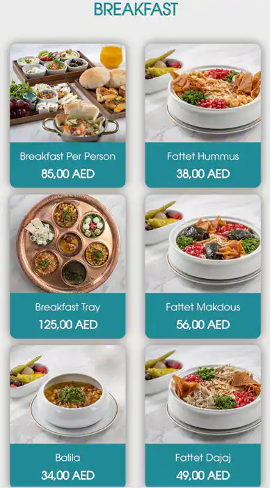 Sahelnom Restaurant Menu in Bluewaters Island, Dubai 