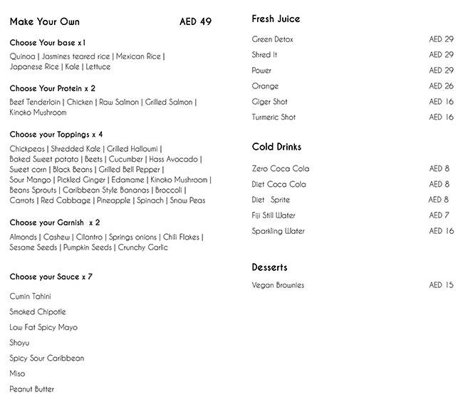 Bowlife Menu in Financial Center 