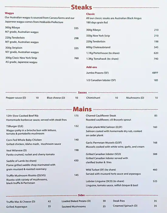 The Selfish Bull Menu in Bluewaters Island, Dubai 