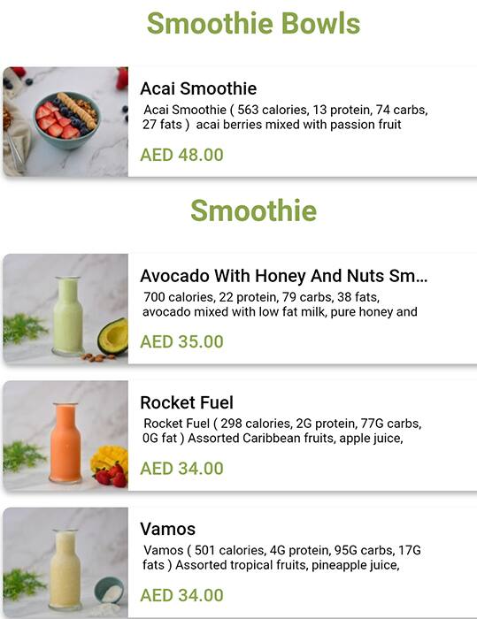 Grow Healthy Food Menu in Al Warqa, Dubai 