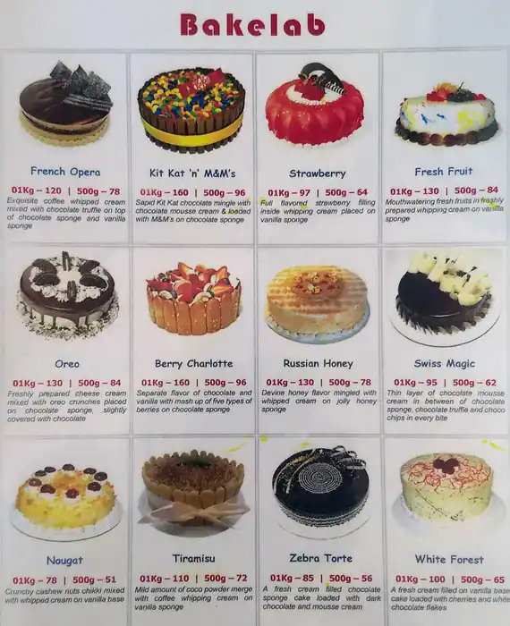 Bakelab Menu in Al Karama, Dubai 