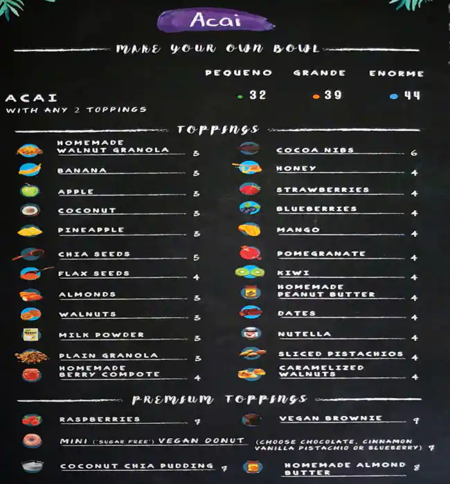 Projeto Acai Menu in First Avenue Mall, Motor City, Dubai 