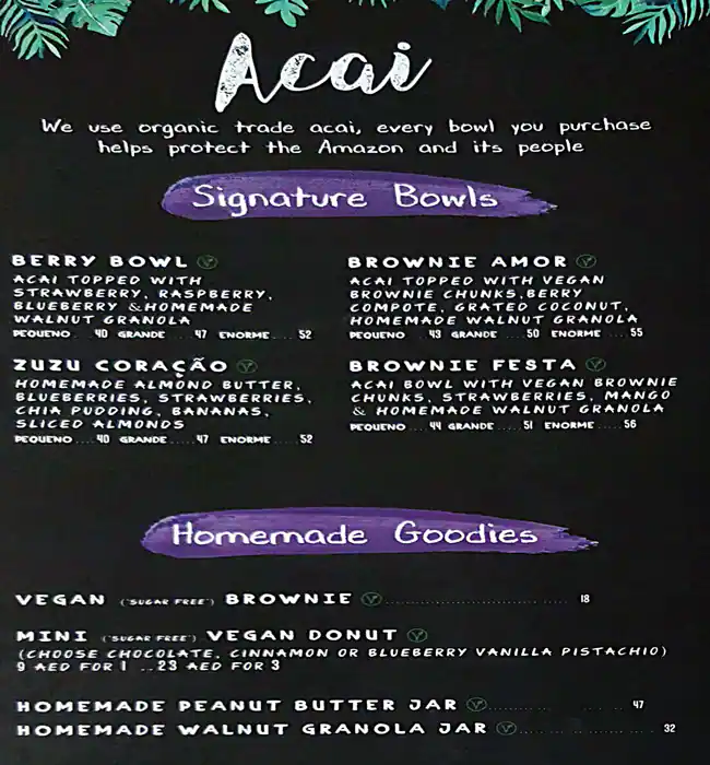 Projeto Acai Menu in First Avenue Mall, Motor City, Dubai 