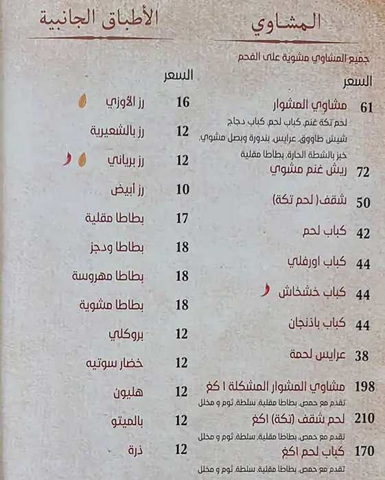 Al Meshwar Menu in Al Safa, Dubai 