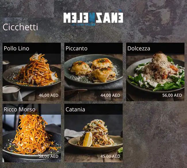 Melenzane Menu in CITY WALK, Al Safa, Dubai 