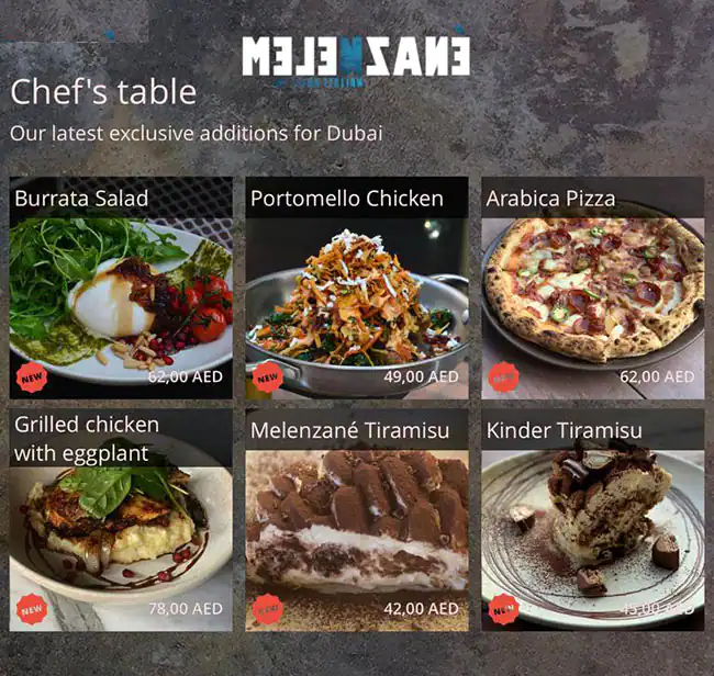 Melenzane Menu in CITY WALK, Al Safa, Dubai 