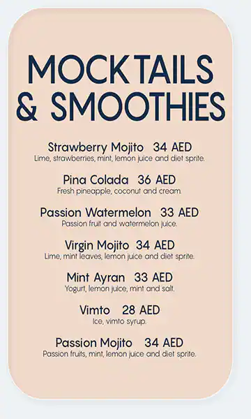 Ana Restaurant Menu in The Dubai Mall,Downtown Dubai, Dubai 