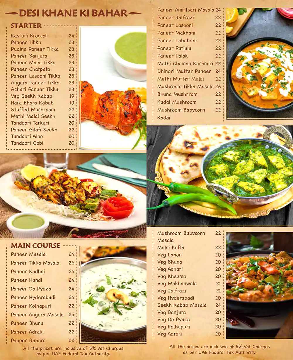 Bombay Basera Menu in Mankhool, Dubai 