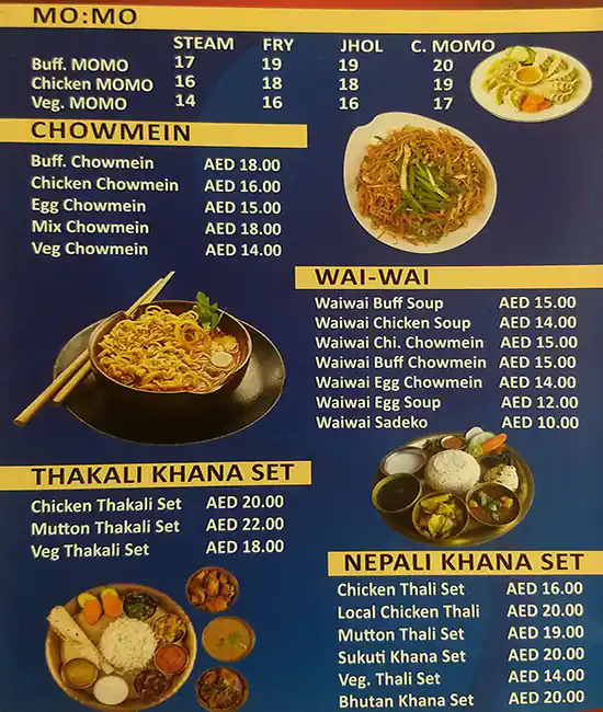 Kanchanjunga Restaurant Menu in Meena Bazaar, Dubai 