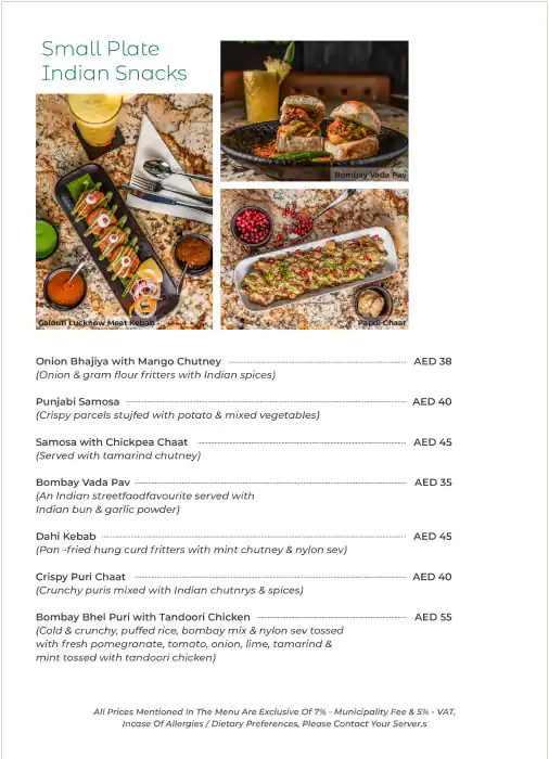 Best restaurant menu near Bluewaters Island Dubai