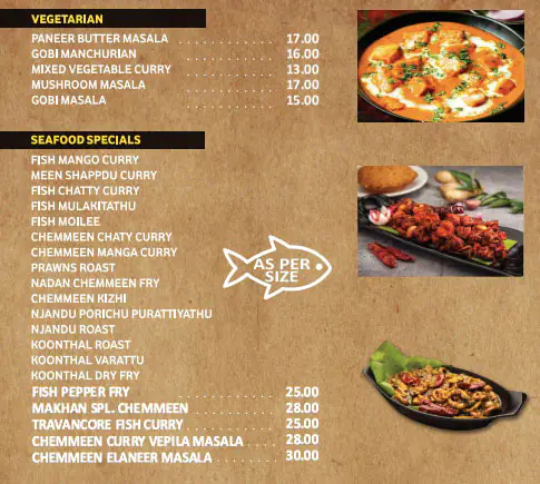 Malabar Makhan Restaurant Menu 