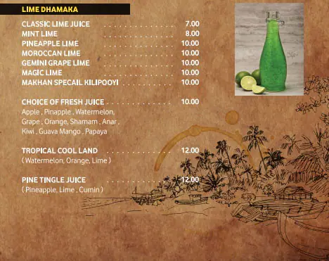 Malabar Makhan Restaurant Menu 