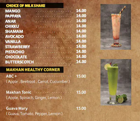 Malabar Makhan Restaurant Menu 