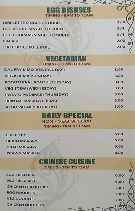 Chennai Express Restaurant Menu 