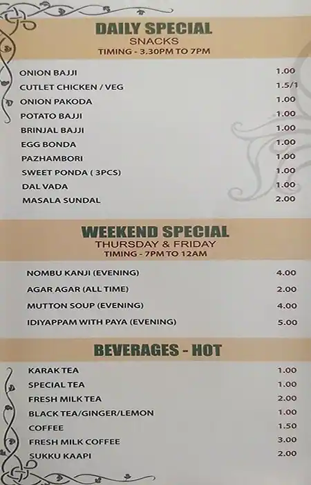 Chennai Express Restaurant Menu 