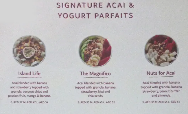 Acai and Co Menu in New Dubai 