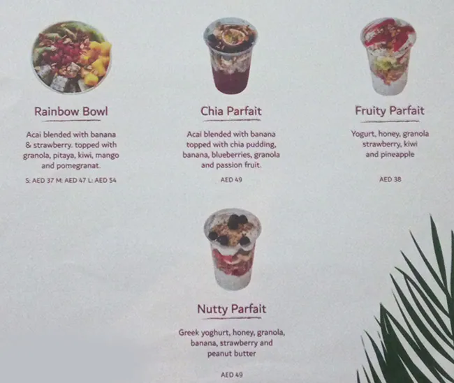 Acai and Co Menu in New Dubai 