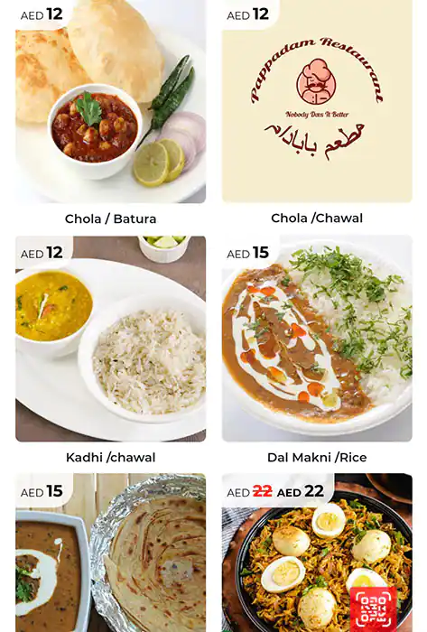 Pappadam Restaurant Menu in Al Karama, Dubai 