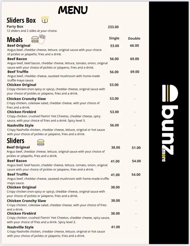 bunz Menu in Business Bay, Dubai 