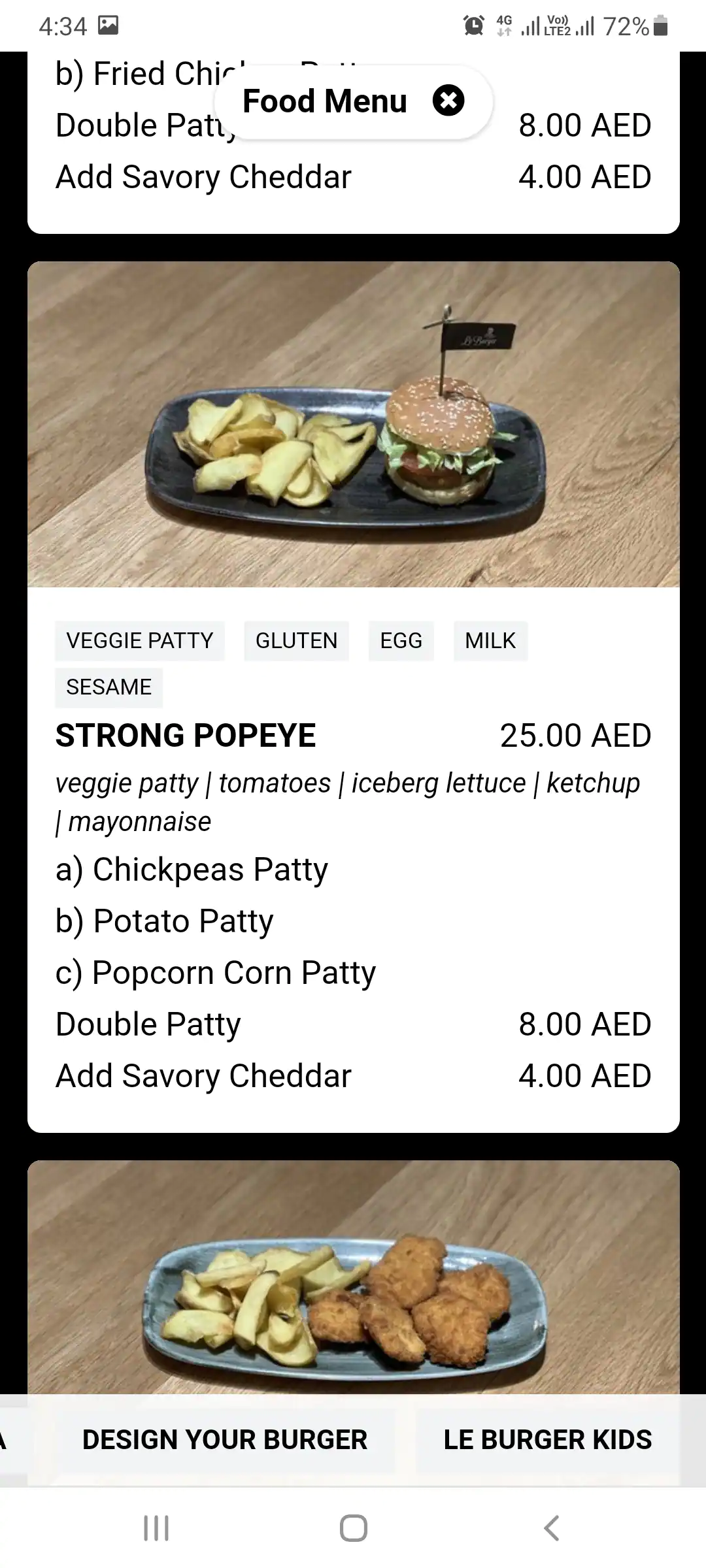 Le Burger Restaurant Menu in Mall of the Emirates, Al Barsha, Dubai 