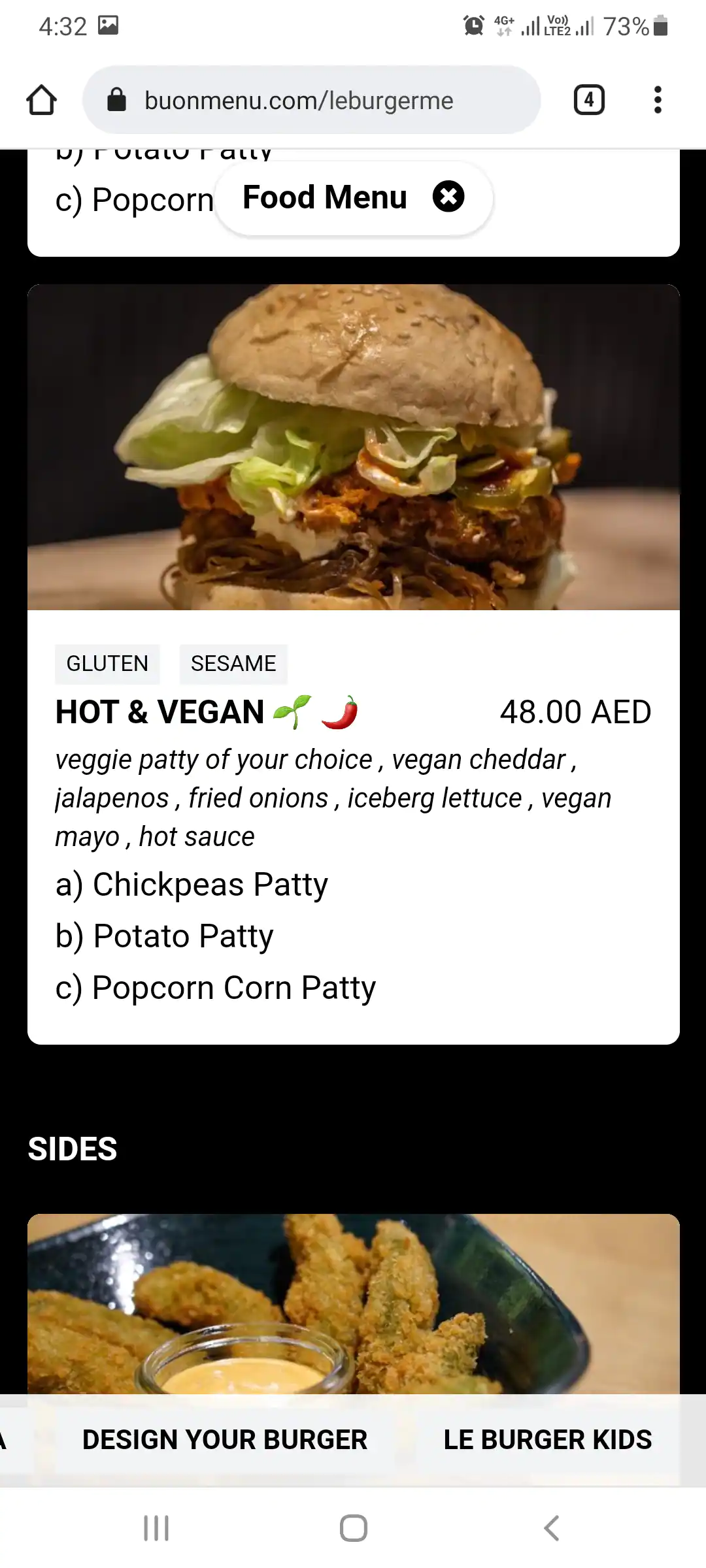 Le Burger Restaurant Menu in Mall of the Emirates, Al Barsha, Dubai 