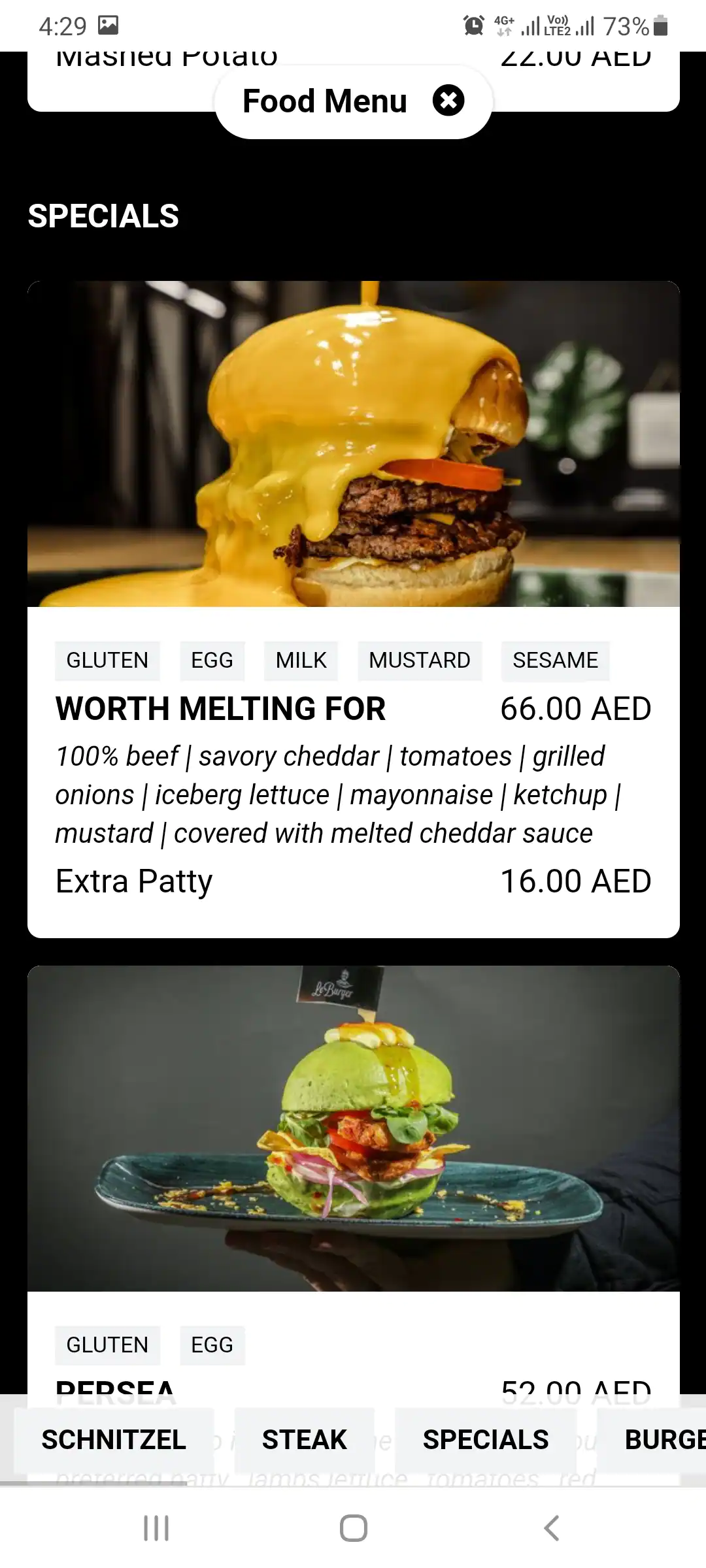 Le Burger Restaurant Menu in Mall of the Emirates, Al Barsha, Dubai 