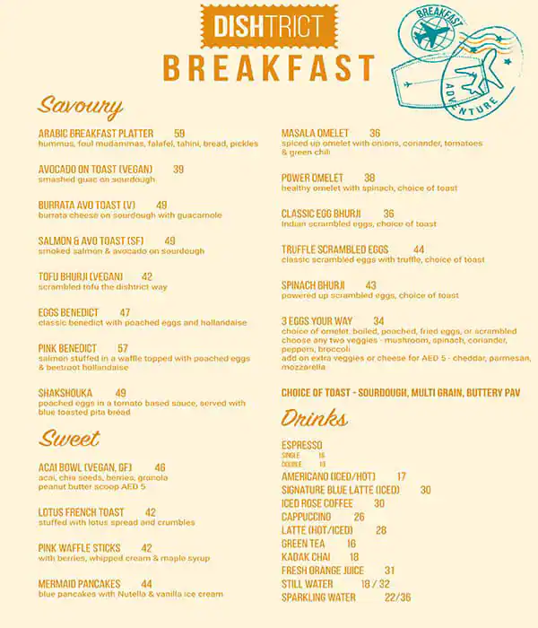 Dishtrict Menu in Wasl 51, Jumeirah 1, Dubai 