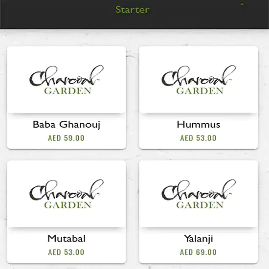 Charcoal Garden Menu in Dubai Media City, Dubai 