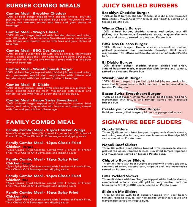 WINGO- House of Wings Menu in New Dubai 