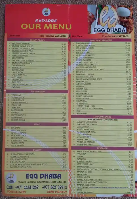 Egg Dhaba Menu in Bur Dubai 