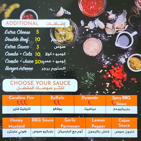 Burger Wings Menu in B2 Mall, Jumeirah 3, Dubai 