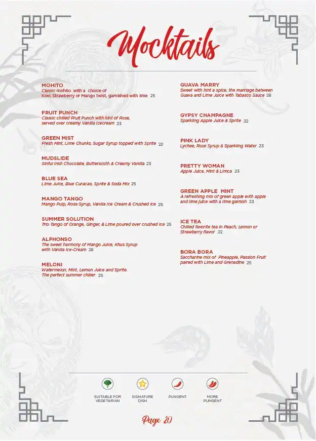 Gypsy Chinese Restaurant - مطعم جيبسي تشاينيز Menu 