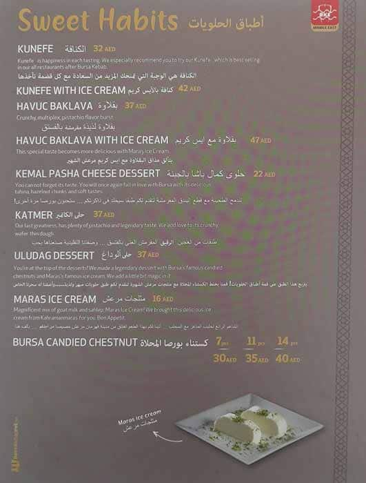 Bursa Kebap Evi Menu in CITY WALK, Al Safa, Dubai 