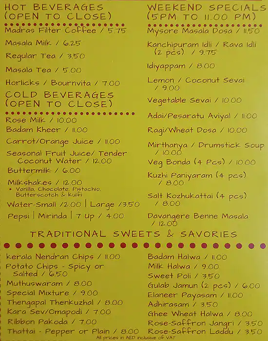 Tnagar Cafe Menu in Al Karama, Dubai 