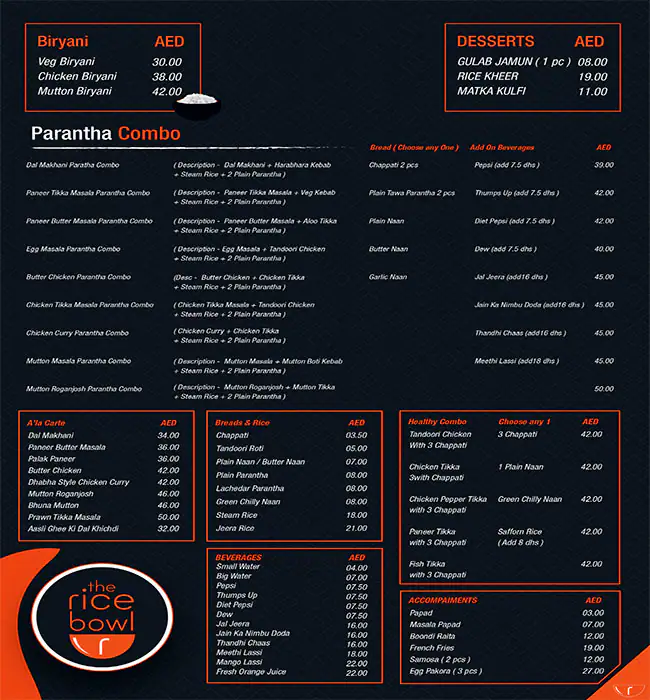 The Rice Bowl - ذا رايس بول Menu 