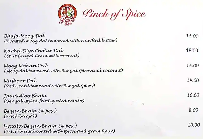 Pinch Of Spice Menu in Oud Metha, Dubai 